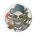 thumbnail image 1 of Skull Mouse Pad for Computers, Illustration of Sailor Old Skull with Beard Mascot Nautical Theme Skeleton Life, Round Non-Slip Thick Rubber Modern Gaming Mousepad, 8" Round, Multicolor, by Ambesonne, 1 of 2