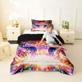 thumbnail image 2 of Castle Fairy Orange Basketball Print Twin Comforter Sets 2pcs, Sport Theme Graffiti Splash Bedding Set,Black Reversible,1 Comforter and 1 Pillowcase, 2 of 6