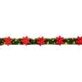thumbnail image 4 of 10FT Christmas Garland with Lights, Pre-Lit Lighted Christmas Decorations, Green Tinsel Garlands with Red Poinsettia, for Mantle Fireplace Table Stairs, Winter Indoor Outdoor Xmas Home Decor, 4 of 8