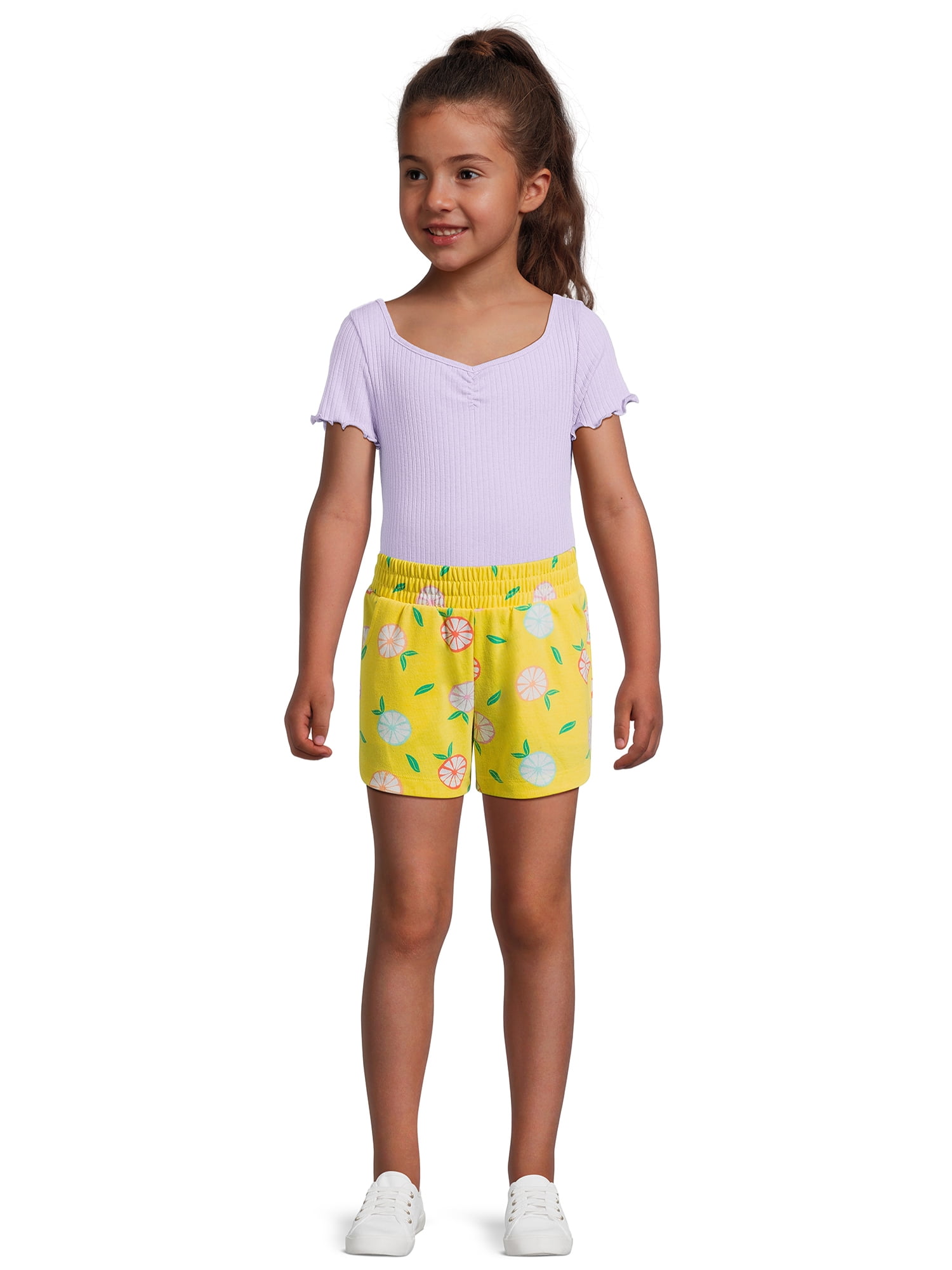 Wonder Nation Girls Print Jersey Dolphin Shorts, 2-Pack, Sizes XS-2XL & Plus