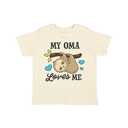 

Inktastic My Oma Loves Me with Sloth and Hearts Gift Toddler Boy or Toddler Girl T-Shirt