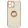 thumbnail image 1 of Carcasa para teléfono móvil con anillo galvanizado en oro rosa para mujer, funda ultrafina de TPU suave para iPhone 13 Pro, color blanco, 1 of 14