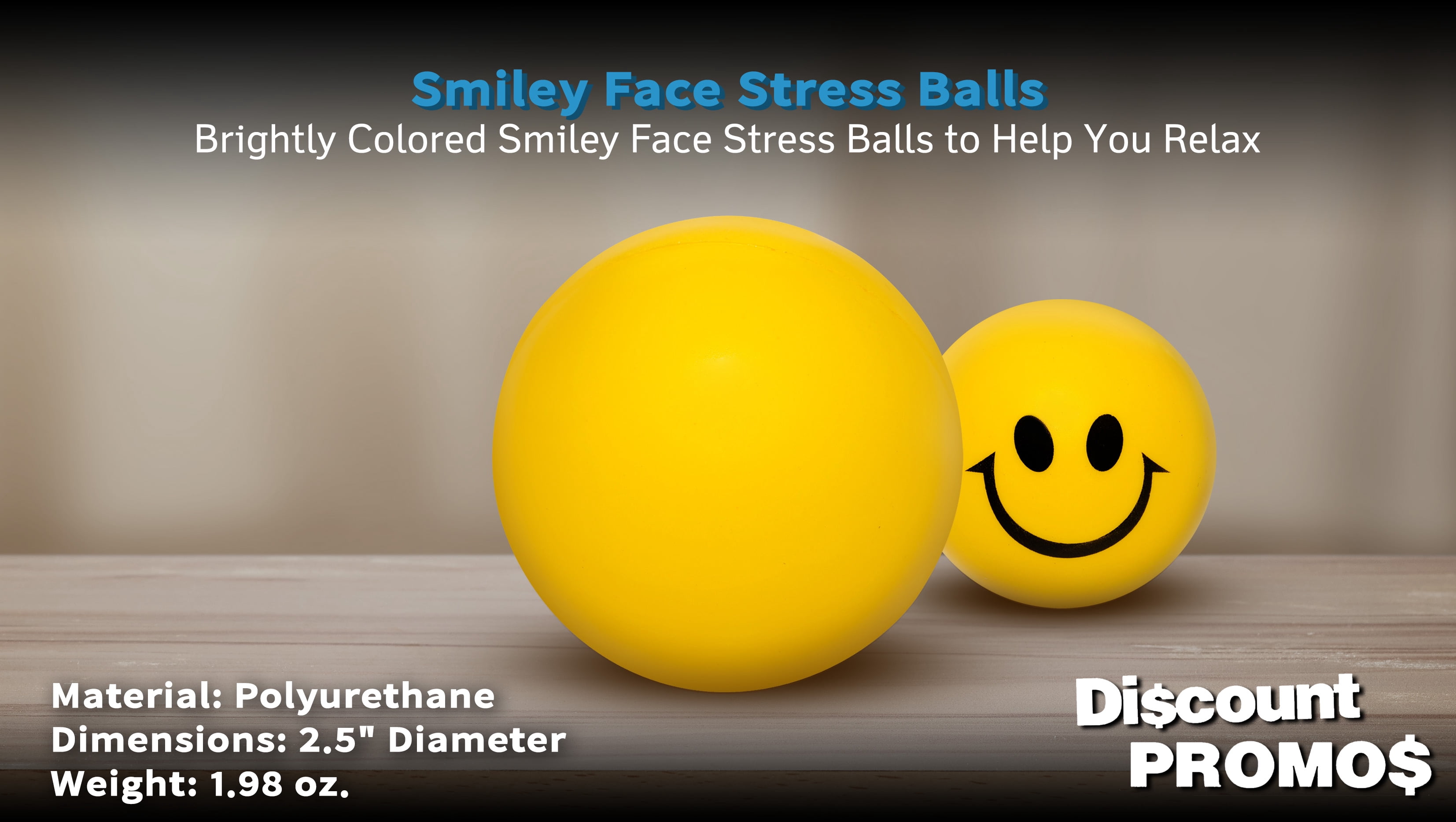 10 Smiley Face Stress Balls Pack - PU Foam, Squeezable, Soft - Yellow