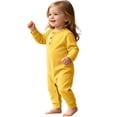 thumbnail image 5 of Mifsaly Baby Cotton Henley Romper Infant Long Sleeve Button Down Jumpsuits Soft Breathable Sleepwear Footless Sleeper, 5 of 9