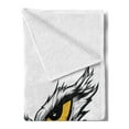 thumbnail image 2 of Eye Soft Flannel Fleece Blanket, Aggressive Gaze of a Bird of Prey Cartoon Mascot Hunter Falcon Eagle Hawk, Cozy Plush for Indoor and Outdoor Use, 50" x 60", Pale Grey Marigold Black, by Ambesonne, 2 of 5