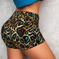 thumbnail image 4 of Rocae Teal Leopard for Women's Quick-Dry Running Shorts,Ladies Active Athletic Apparel Yoga Workout Gym Running Volleyball Spandex Shorts-Large, 4 of 8