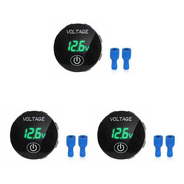 Youkk DC 5V-48V Voltmeter with Terminal LED Digital Display Car Voltage Meter IP65 Waterproof Accessory for RV Vehicle Automobile Green 3Set