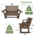 thumbnail image 3 of Mosbrisa Poly Lumber Patio Glider, HIPS Material Weather-Resistant Swing Bench for Outdoor Porch Garden (Deep Brown, 2-Seater), 3 of 8