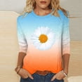 thumbnail image 2 of QATAINLAV Hauts à Manches 3/4 pour Femmes Mode 2025 Blouse à Imprimé Dégradé Mignon T-Shirts Graphiques Floraux Été Décontracté Col Rond T-Shirts Prime Aujourd'hui Orange m, 2 of 6