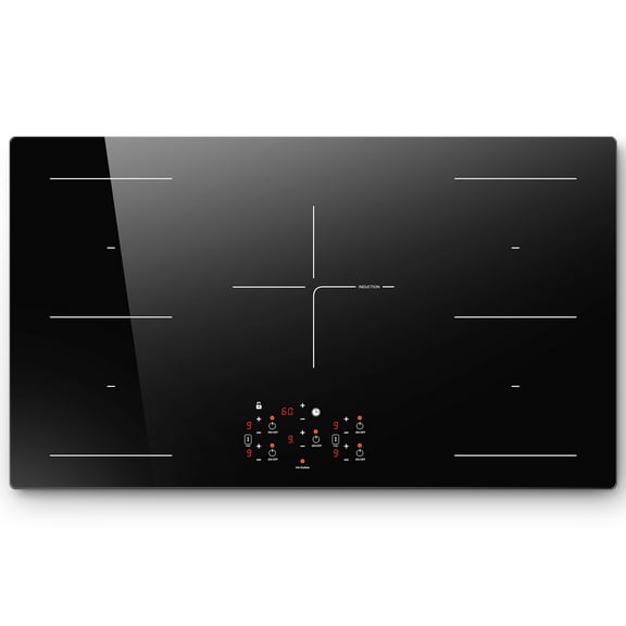 Amzgachfktch 36" 10800W Induction Cooktop with 5 Zones & Boost Function in Black