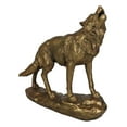 thumbnail image 4 of Full Moon Howling Alpha Gray Wolf Timberwolf Statue In Gold Patina Finish 9"H, 4 of 11