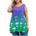 thumbnail image 2 of Frostluinai Plus Size Tank Tops for Women Lightweight Loose Fit Sleeveless Blouse Vintage Palm Tree Print Summer Tunics Crew Neck Pleated Tanks, 2 of 5