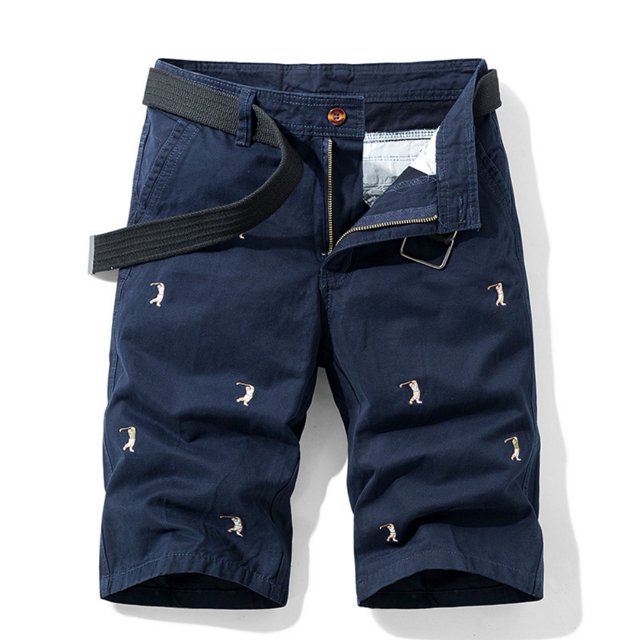 LYMAYTER Breathable Cargo Shorts for Men Summer Embroidery Outdoor Shorts Quick-Dry Workwear 29-38