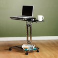 thumbnail image 3 of Calico Designs Adjustable Height Laptop Cart with side Tray in Chrome / Black Glass, 3 of 3