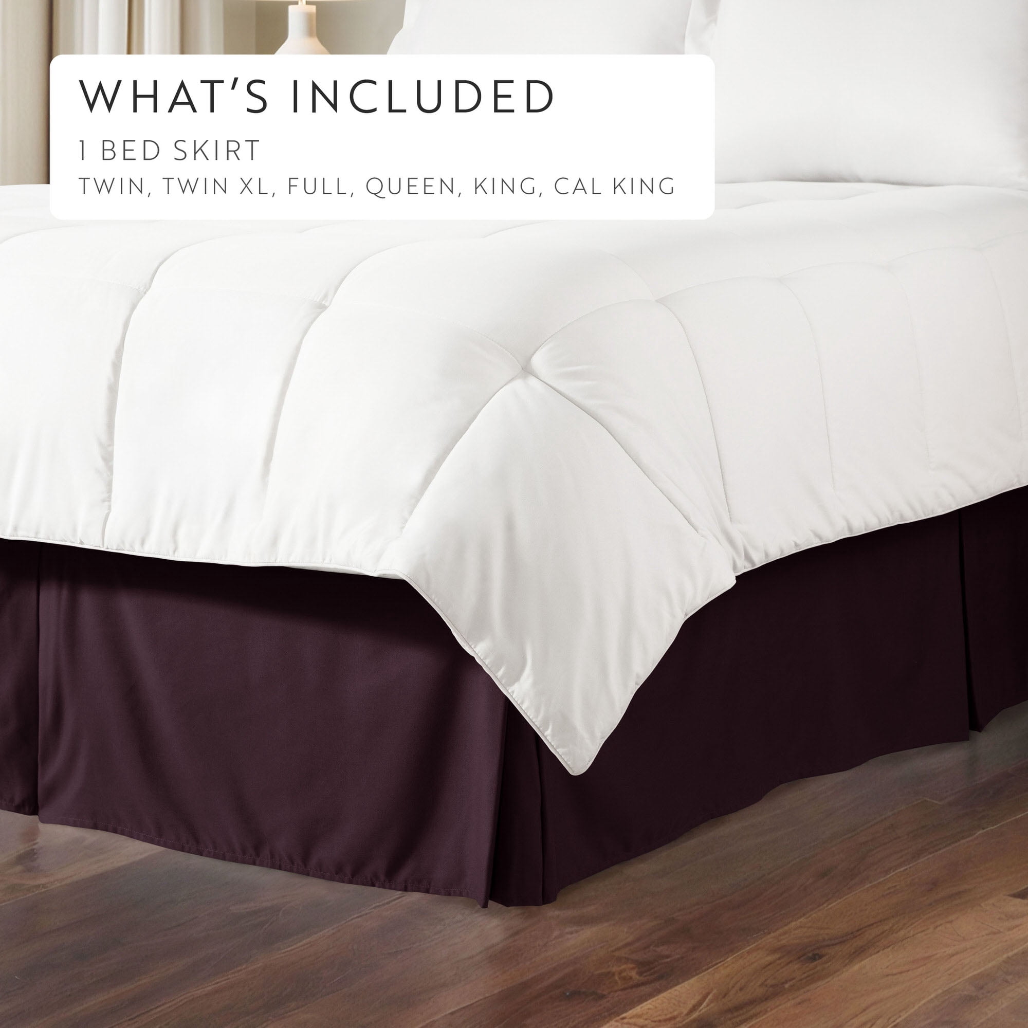 Noble Linens Purple Pleated Dust Ruffle Bed Skirt, CalKing