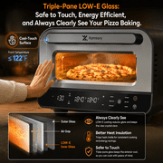Pizza Oven Indoor, Traingiver 12 Countertop Electric Pizza Maker with Triple-Pane Low-E Glass, Pizza Cooker with 90s Fast Bake, 5 Cooking Presets, Stone and Peel