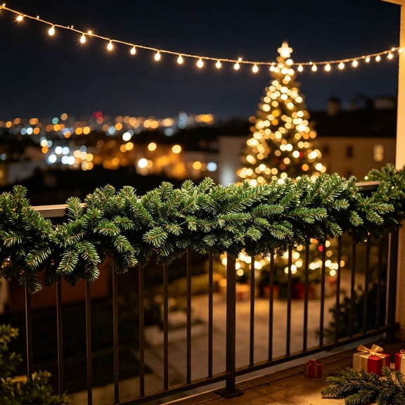 Christmas Garland, Dense Thick Pine Garland, 6Ft Real Touch Full Branch Artificial Christmas Greenery For Front Door Mantel Stair Indoor Outdoor Decor