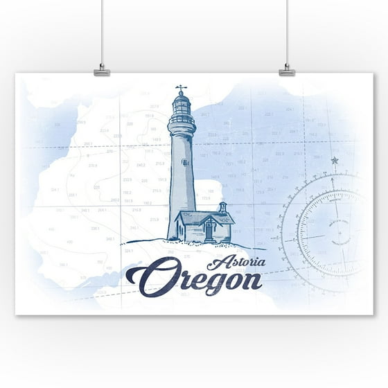 Astoria Oregon Lighthouse Blue Coastal Icon Lantern Press Astoria Oregon Lighthouse Blue Coastal Icon Lantern Press Artwork 9x12