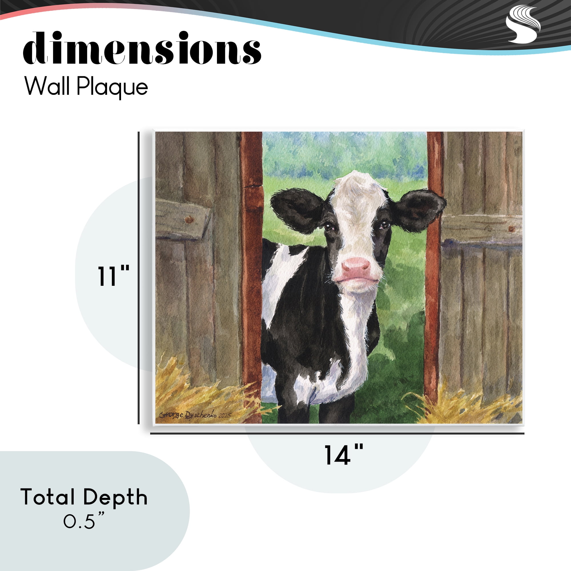 Stupell Industries Cow in Wooden Gate Wall Plaque Art, design by George Dyachenko