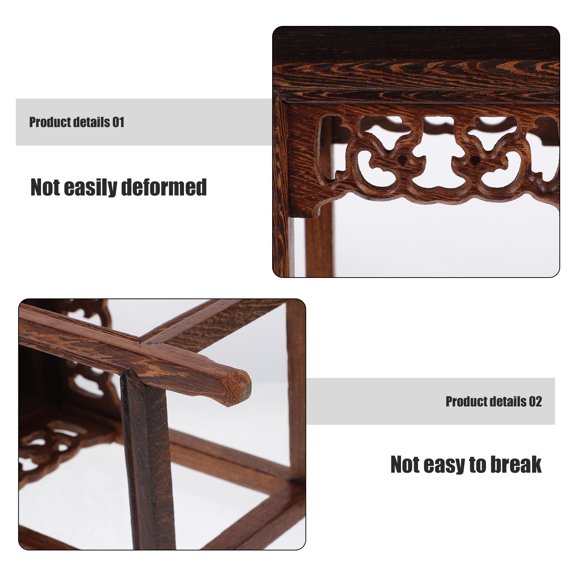 HONITANO 1Pack Wood Small Stool Dark Brown Rectangular for Living Room Decor