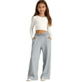 thumbnail image 2 of Ruyang Wide Leg Sweatpants for Girls School Baggy Pants Plain Elastic Waist Straight Leg Athletic Joggers Pockets, 2 of 5