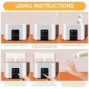 Baby Bottle Warmer, Lychee 4-in-1 Double Bottles Warmer & Sterilizer Fast Milk Warmer Babies Food Heater/Defrost with LCD Touch Display & 48H Accurate Temperature Control for Breastmilk/Formula