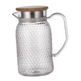 thumbnail image 4 of Tnarru Beverage Pitcher Cold Pitcher Beverage Carafe with Handle Afternoon Tea Transparent Cafe Hot Cold Pitcher Juice Water Pitcher bamboo lid, 4 of 8