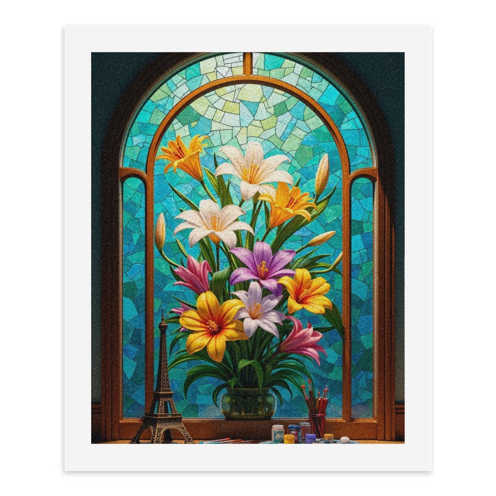 Paint By Numbers Kit for Adults Beginner - Stained Glass Floral Window Art DIY Canvas Painting Kits for Adults, Frameless Paint By Number for Adults for Home Wall Decor 16x20 Inch