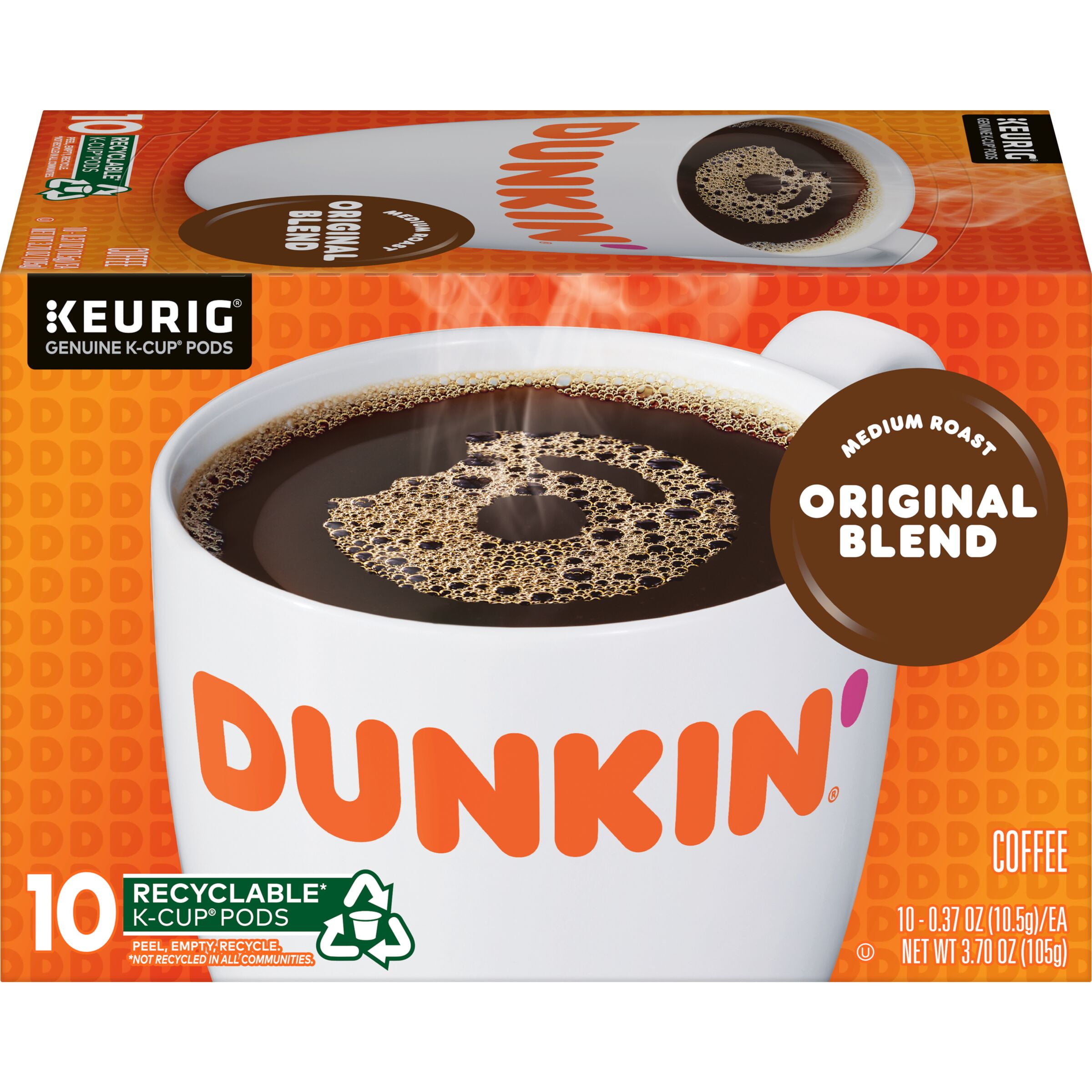Dunkin' Original Blend, Medium Roast Coffee, K-Cup Pods for Keurig K-Cup Brewers,10-Count (Packaging May Vary)