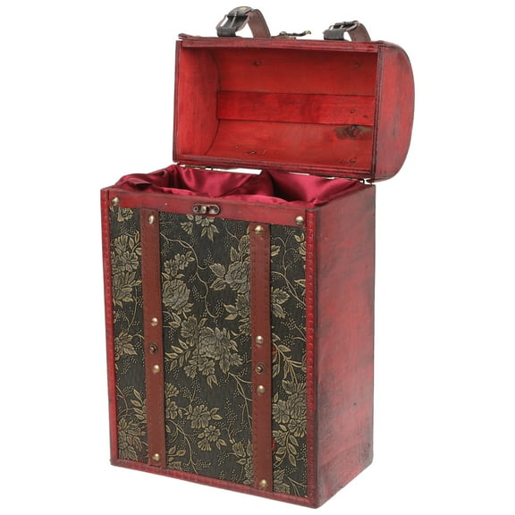 unbranded Retro Wooden Double Wine Box Rustic Wooden Wine Box Wine Gift Packaging Box Wine Box