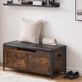 thumbnail image 2 of Storage Chest, Storage Bench with Safety Hinge, Wooden Storage Trunk with Metal Frame for Entryway, Living Room, Bedroom, Brown, 2 of 7