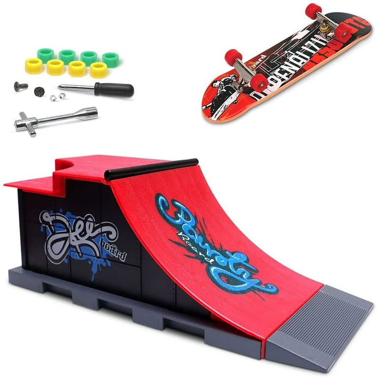 Mini Finger Toy Skateboard Park Ramp Kit Fingerboard Half Pipe Ultimate Parks Training Props Accessories for Kids Adult Style C