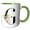 Green/White, variant on 3drose, Pretty Tropical Leaf Monogram Initial G, 11oz Two-tone Black Mug