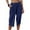 Dark Blue, variant on Jacenvly Clearance Wide Leg Pants for Women Ladies Comfortable Cropped Leisure Time Pants Solid Color Sweatpants Yoga Pants