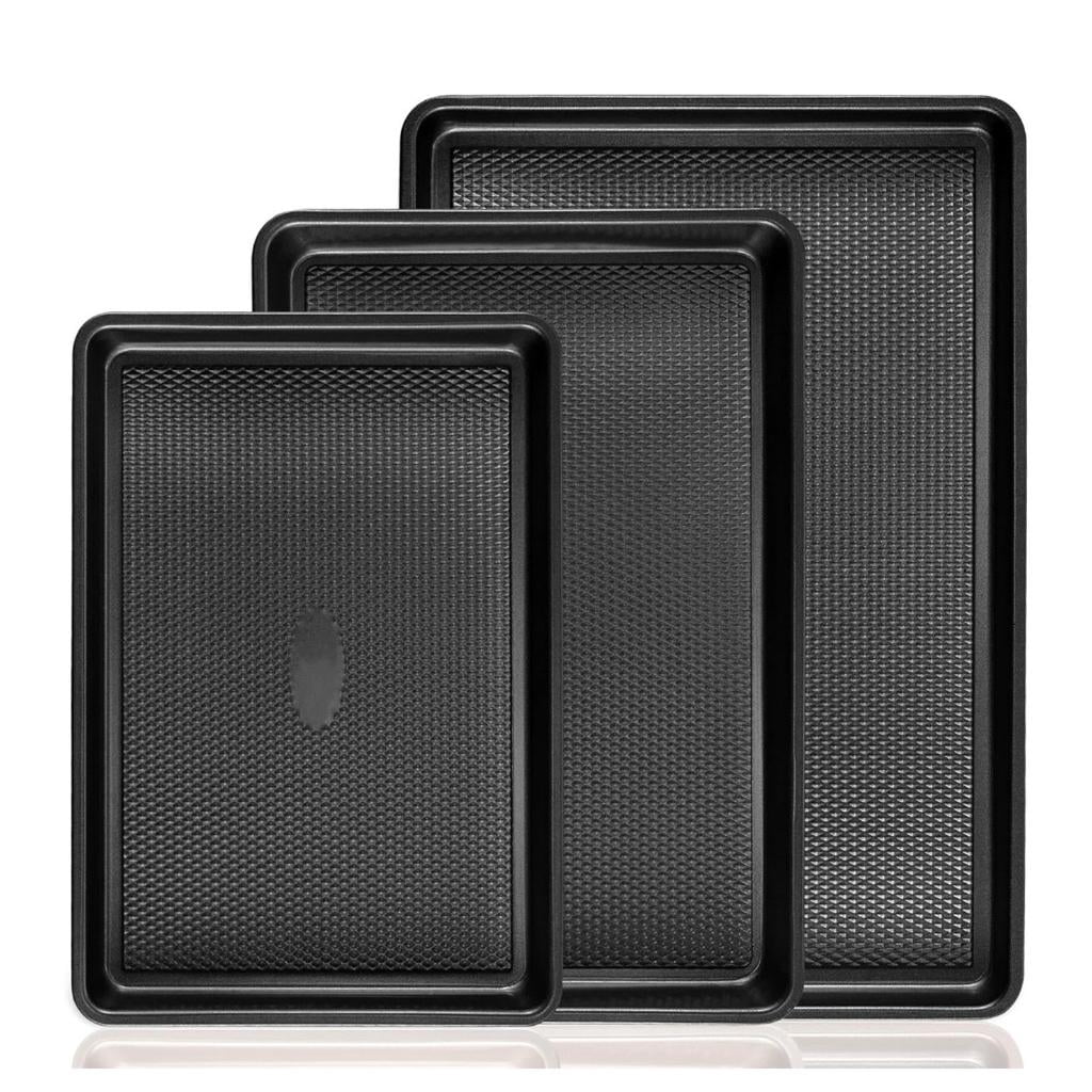 HannLk 【3-Pack】Carbon Steel Baking Sheets Set for Oven, Perfect for Baking Bread, Cakes & Roasting for Home Kitchen