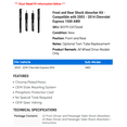 thumbnail image 2 of Front and Rear Shock Absorber Kit - Compatible with 2003 - 2014 Chevy Express 1500 AWD 2004 2005 2006 2007 2008 2009 2010 2011 2012 2013, 2 of 2