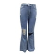 thumbnail image 6 of Fjofpr Clothing Wide Leg Jeans Women Long Hole Jeans for Women Fashion Women Long Pants Casual Distressed Pants Mid Waist Trousers, 6 of 8