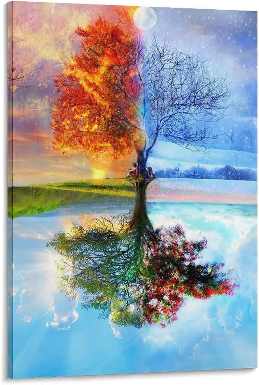 Four Seasons Tree Painting Modern Home Decoration Natural Landscape