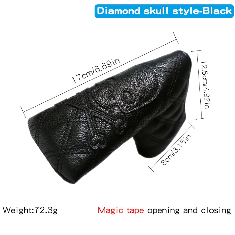 Golf Wood Cover Skull For Driver Fairway Hybrid Waterproof Protector Set PU Leather Soft Durable Golf Club Covers Black Blade Putter