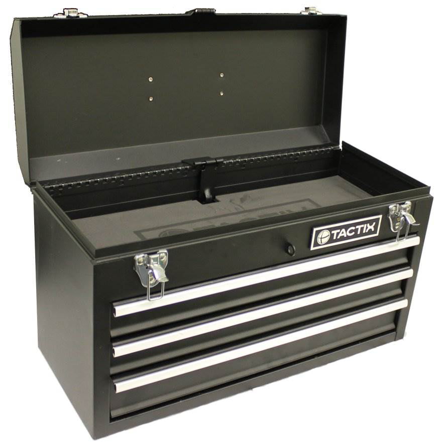 52cm Tactix 321102 3 Drawer Steel Portable Tool Box 
