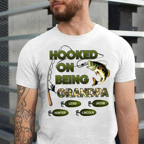 SEIKEMS Custom Hook On Being Grandpa Camouflage Pattern Fishing Personalized Shirt, Fishing Dad Shirt, Unique 2025 Father's Day Gift For Papa, Dad