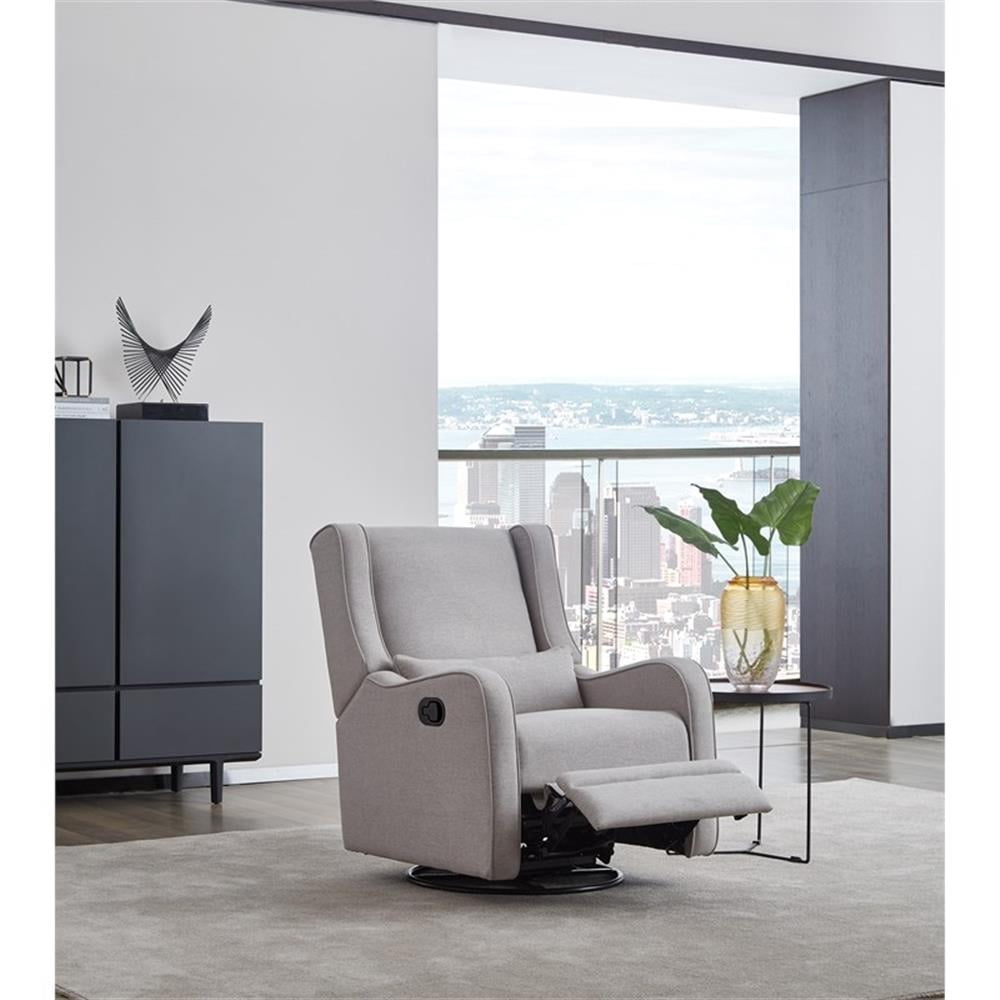 Westwood Design Elsa Fabric Manual Swivel Glider and Recliner in Gray