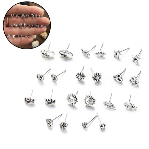 11 Pairs Women's Earrings Fashion Assorted Stud Earrings Ear Studs