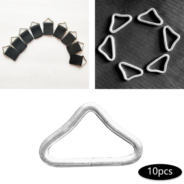 10 paquetes de accesorios de hebillas de resorte con hebilla triangular de metal con conectores de correa 10PCS anillo Cola Anillos triangulares de trampolín