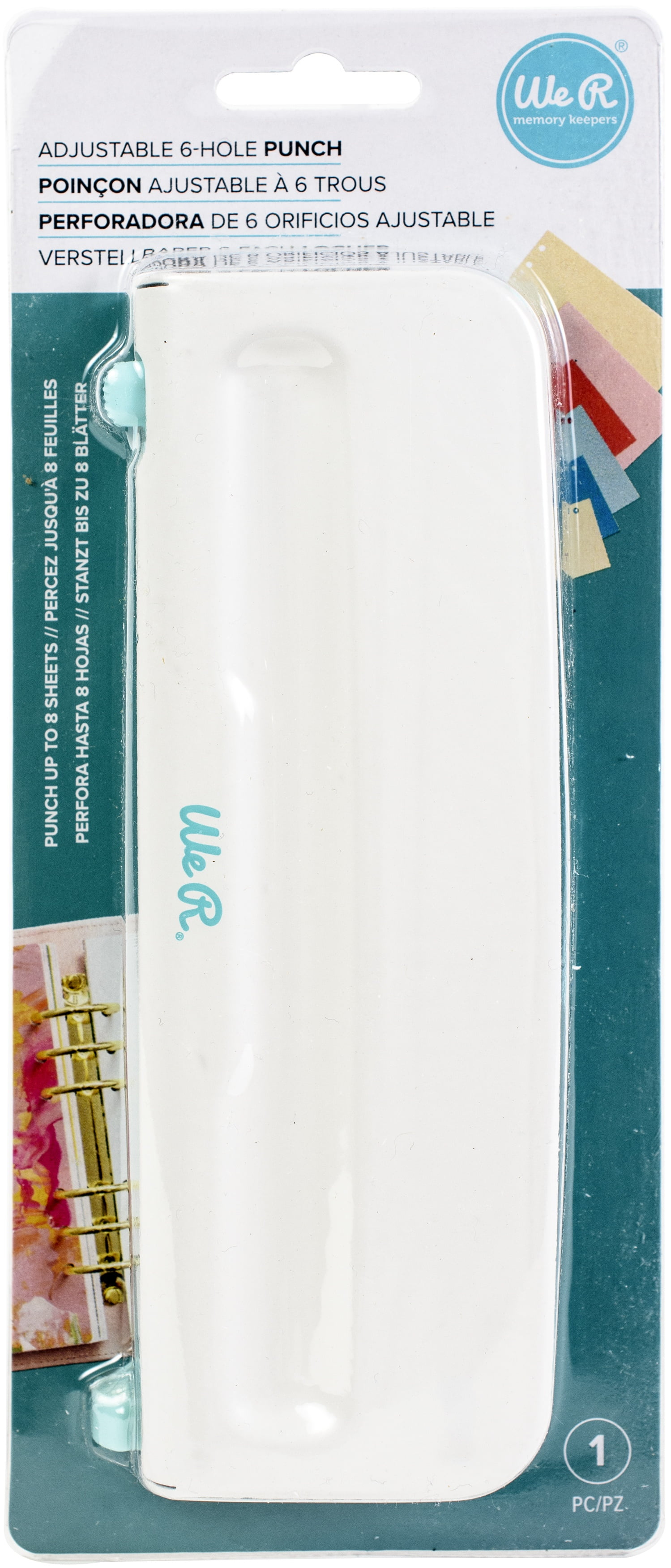 We R Memory Keepers Adjustable 6 Hole Punch, Blue, Adjustable Punches