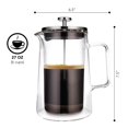 thumbnail image 2 of Cafetera de prensa francesa Kaffe Glass (27 oz / 0,8 L) - Vidrio de borosilicato con aislamiento de doble pared - Cafetera para viajes y campamentos - Café prensado francés casero - Prensa para té y c, 2 of 5