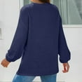 thumbnail image 4 of Breezora Women Waffle Knit Top 2025 Casual Button Down V Neck Long Sleeve Relaxed Blouse M Size Dark Blue, 4 of 6