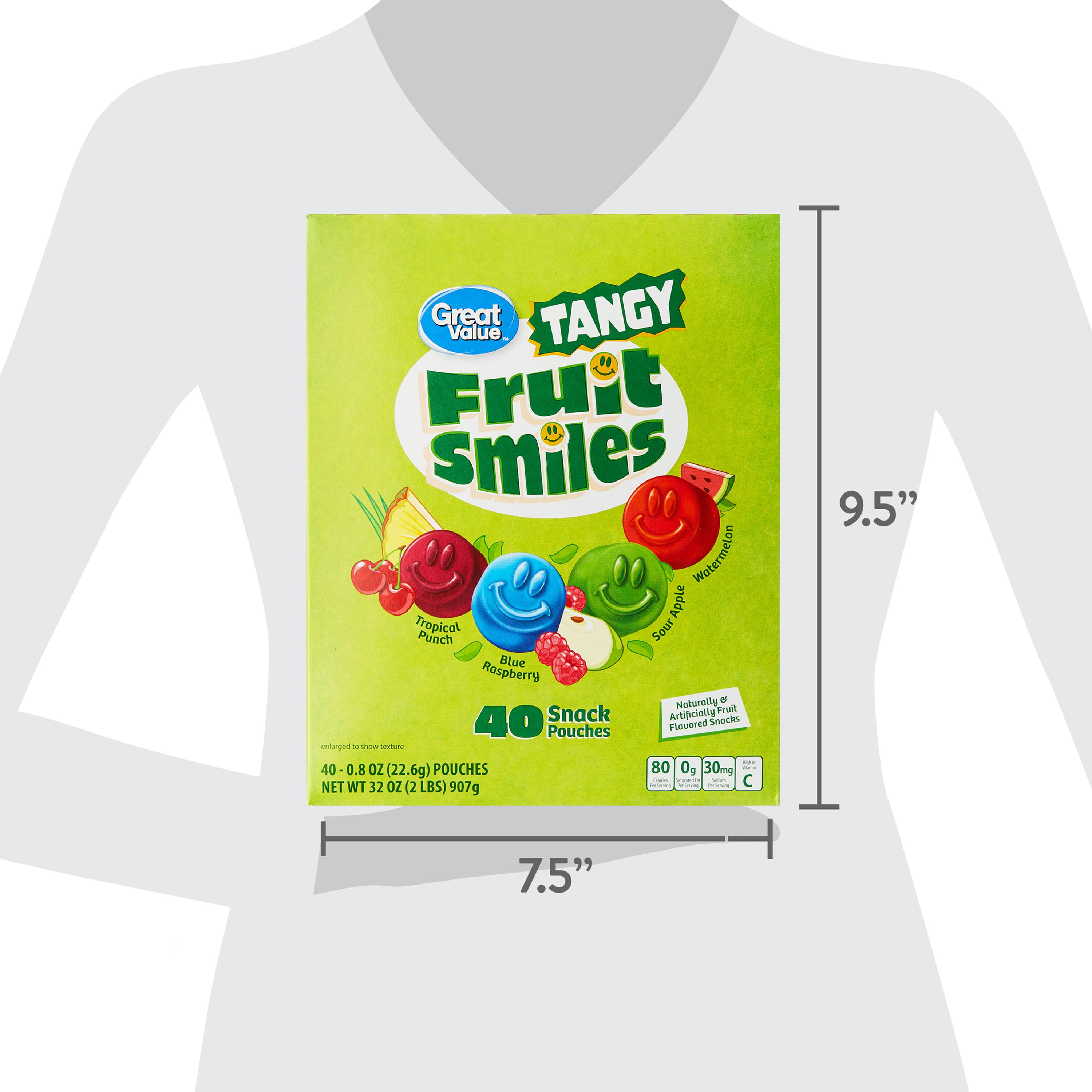 Great Value Tangy Fruit Smiles 40 Ct