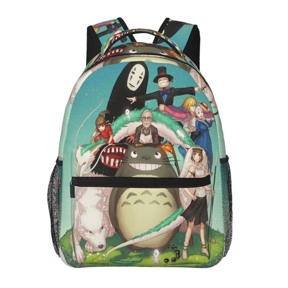 studio-ghibli Backpack Book Bag Withe Side Pokect Large Suitable For Men Women hiking Camping Picnic