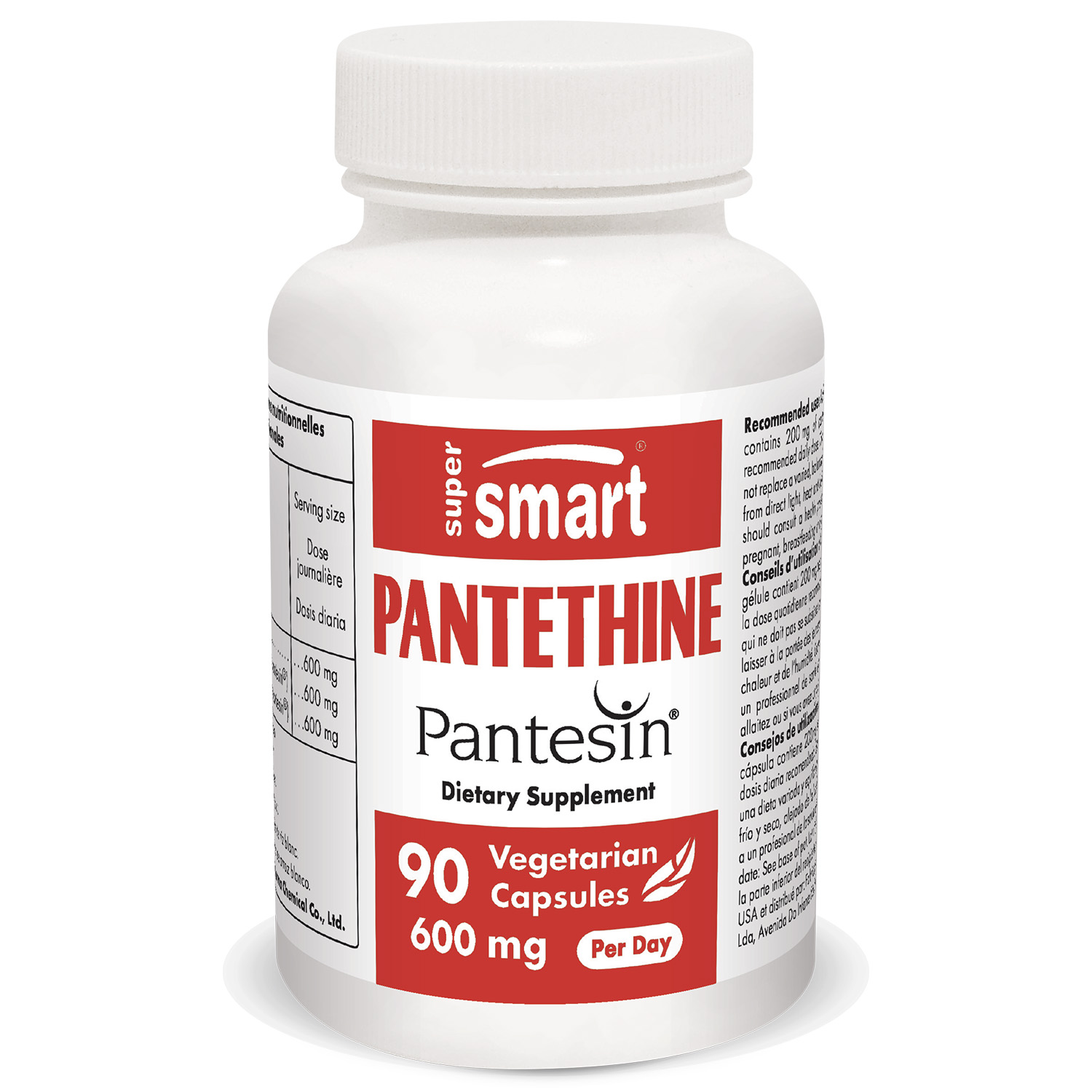 Supersmart Pantethine 600 mg per Day (Pantesin) Vitamin B5